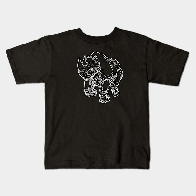 Mech Rhino Kids T-Shirt by WhiskeyMech